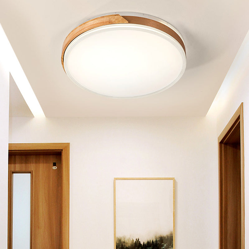 Warm/White Ceiling Light Flush Mount Modern Wood and Iron Flush Mount Light Fixture in White/Gold for Indoor Gold 12