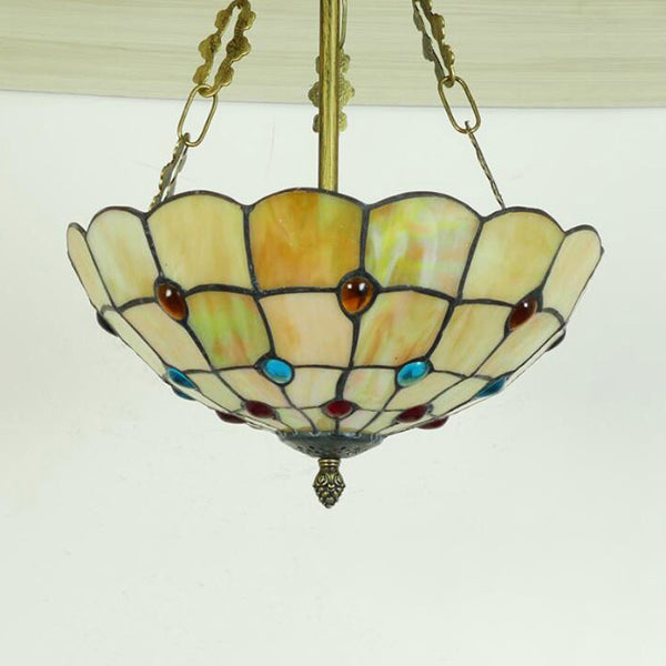 Beige Glass Bowl Pendant Light 12