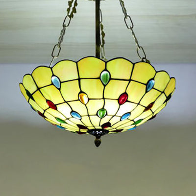 Beige Glass Bowl Pendant Light 12