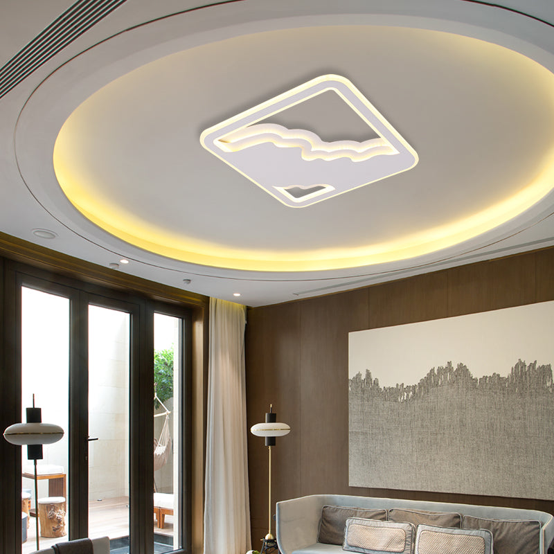 Ultra Thin Flush Lamp Modernism Metal Integrated Led White Flush Mount Ceiling Light, 19