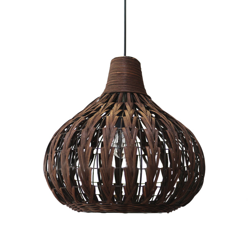 Teardrop Hanging Light Asian Rattan 14