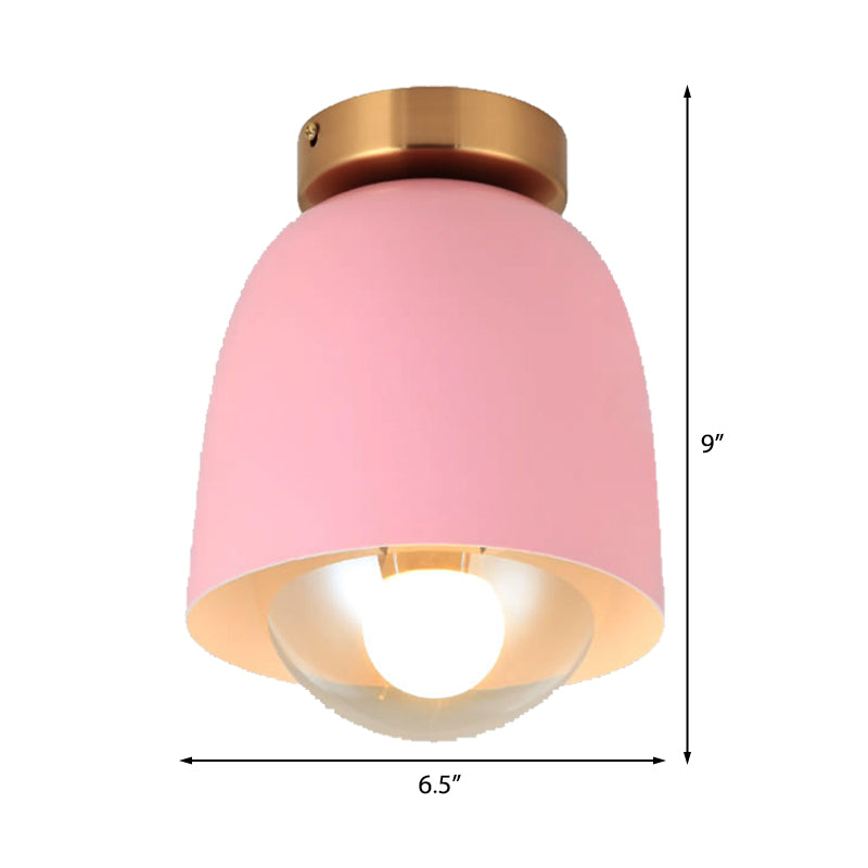 White/Pink/Yellow/Coffee Flush Mount Ceiling Light with Shade Modern Metal and Glass 1 Head Corridor Ceiling Light Fixture Clearhalo 'Ceiling Lights' 'Close To Ceiling Lights' 'Close to ceiling' 'Glass shade' 'Glass' 'Semi-flushmount' Lighting' 377892