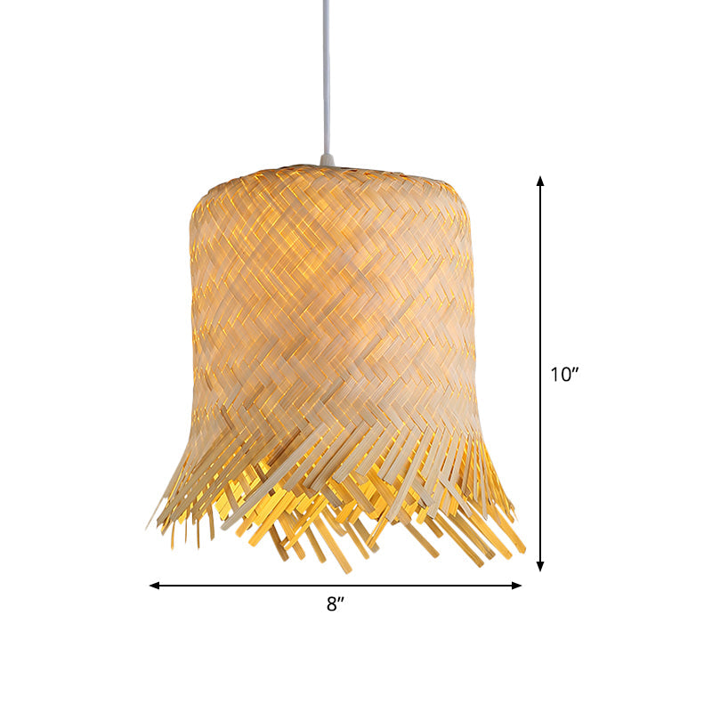 Hand Twisted Pendant Lamp Japanese Bamboo 1 Head 8