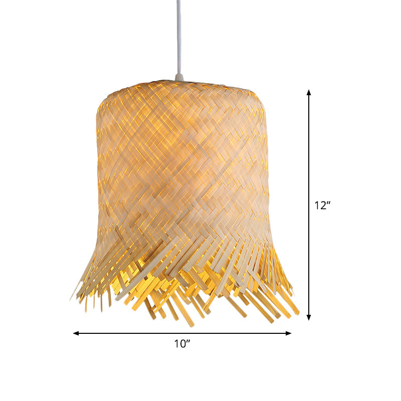 Hand Twisted Pendant Lamp Japanese Bamboo 1 Head 8