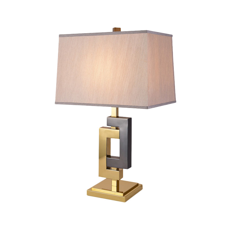 Fabric Trapezoid Task Lighting Modernism 1 Bulb Small Desk Lamp in Black and Gold Clearhalo 'Lamps' 'Table Lamps' Lighting' 380349