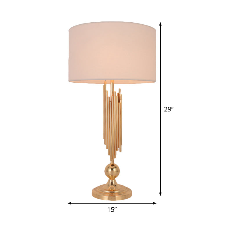 Straight Sided Shade Task Lighting Modern Fabric 1 Bulb Night Table Lamp in Gold Clearhalo 'Lamps' 'Table Lamps' Lighting' 380390