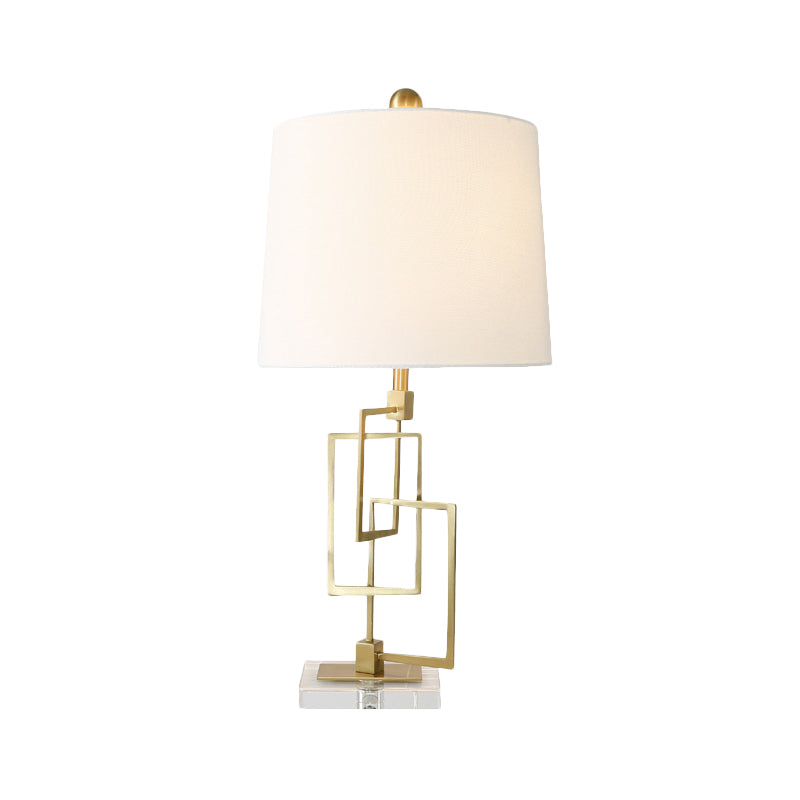 Modernist 1 Bulb Task Lighting White Barrel Reading Book Light with Fabric Shade Clearhalo 'Lamps' 'Table Lamps' Lighting' 380460