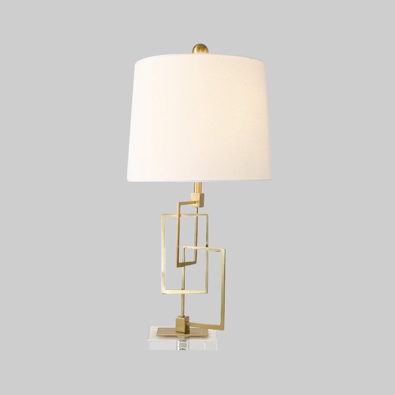 Modernist 1 Bulb Task Lighting White Barrel Reading Book Light with Fabric Shade Clearhalo 'Lamps' 'Table Lamps' Lighting' 380461