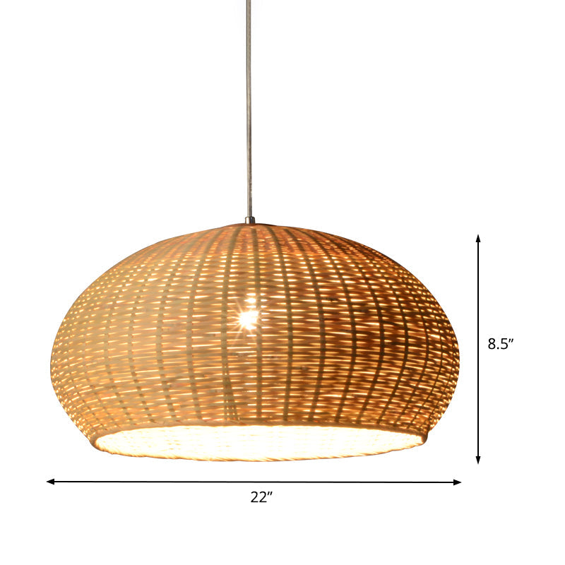 Handcrafted Bamboo Pendant Light Japanese 1 Bulb Flaxen Suspended Lighting Fixture Clearhalo 'Ceiling Lights' 'Pendant Lights' 'Pendants' Lighting' 380685