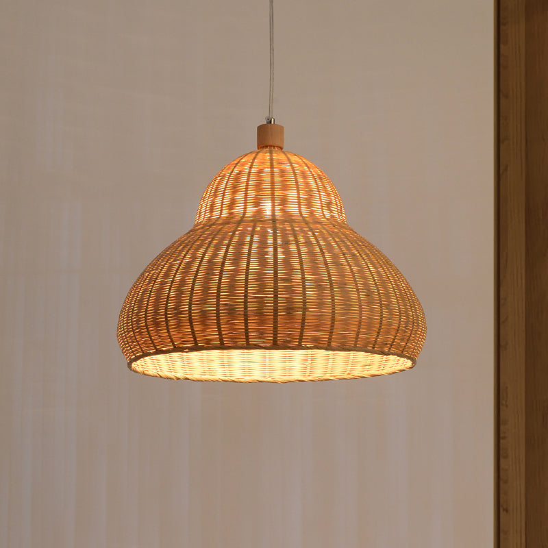 Japanese Hand-Worked Pendant Lighting Bamboo 1 Head Ceiling Suspension Lamp in Beige Clearhalo 'Ceiling Lights' 'Pendant Lights' 'Pendants' Lighting' 380732