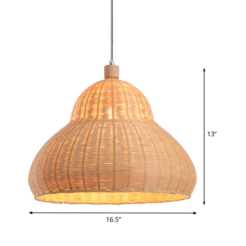 Japanese Hand-Worked Pendant Lighting Bamboo 1 Head Ceiling Suspension Lamp in Beige Clearhalo 'Ceiling Lights' 'Pendant Lights' 'Pendants' Lighting' 380735