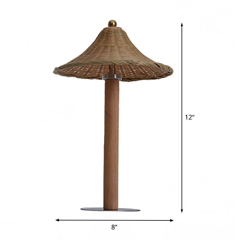 1 Head Bedroom Task Lighting Chinese Wood Small Desk Lamp with Bell Bamboo Shade Clearhalo 'Lamps' 'Table Lamps' Lighting' 381052