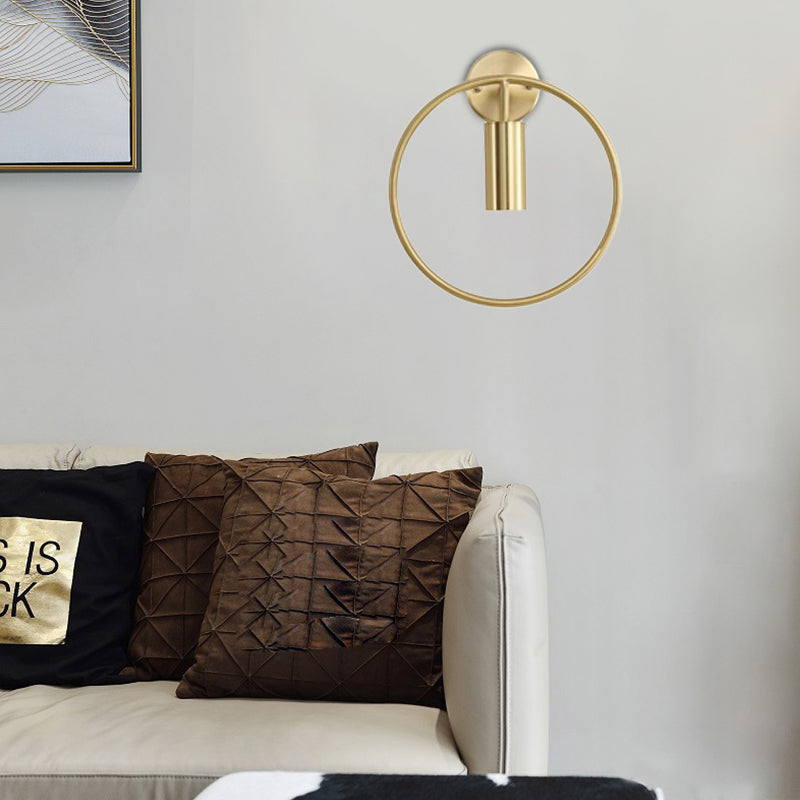 1 Light Wall Lamp Lighting Nordic Ring Metal Sconce Light Fixture in Black/Gold for Bedroom, 11