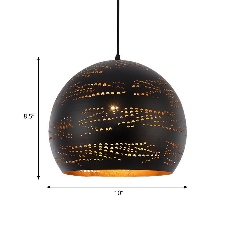 1 Head Metal Hanging Lamp Art Deco Black Globe Dining Room Ceiling Pendant Light Clearhalo 'Ceiling Lights' 'Pendant Lights' 'Pendants' Lighting' 381401