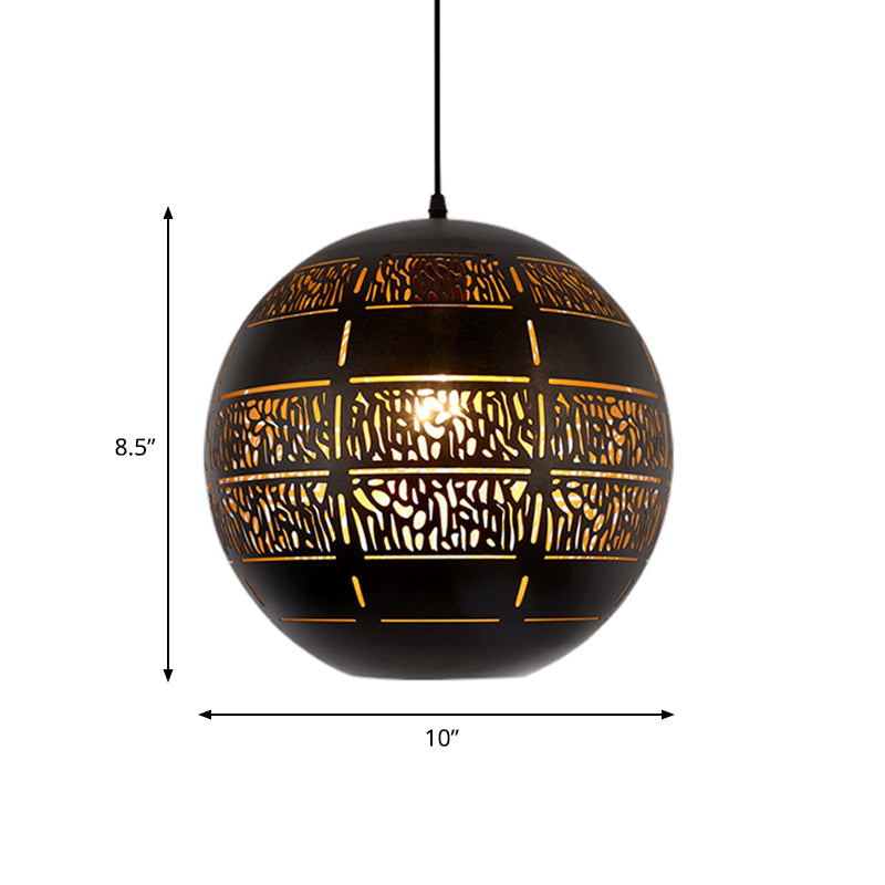 Sphere Down Lighting Decorative 1 Bulb Metal Ceiling Suspension Lamp in Bronze, 10