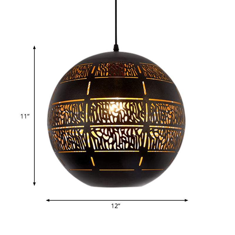 Sphere Down Lighting Decorative 1 Bulb Metal Ceiling Suspension Lamp in Bronze, 10