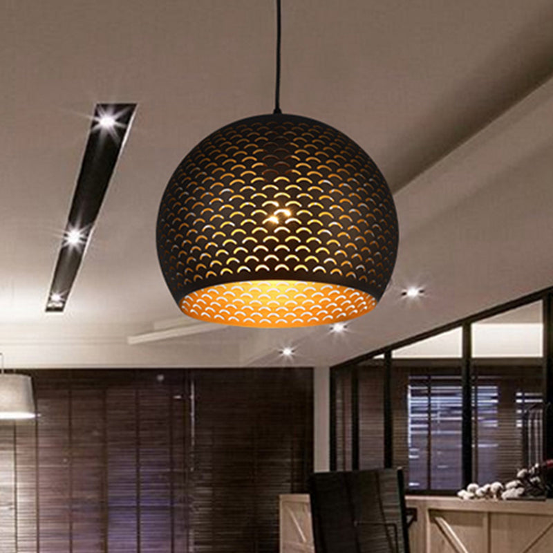 Black Globe Pendant Lighting Decorative Metal 1 Head Bedroom Hanging Ceiling Light Clearhalo 'Ceiling Lights' 'Pendant Lights' 'Pendants' Lighting' 381438