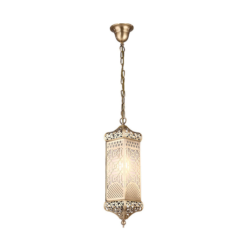 Art Deco Rectangular Pendant Light Metal 1 Head Suspended Lighting Fixture in Bronze Clearhalo 'Ceiling Lights' 'Pendant Lights' 'Pendants' Lighting' 381444