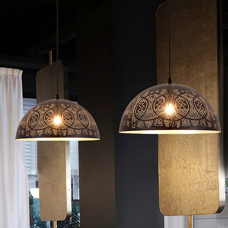 1 Head Hemisphere Pendant Lighting Art Deco Metal Ceiling Suspension Lamp in Bronze Bronze Clearhalo 'Ceiling Lights' 'Pendant Lights' 'Pendants' Lighting' 381481_a0600480-044d-4e17-91d6-ca34ff9a022c