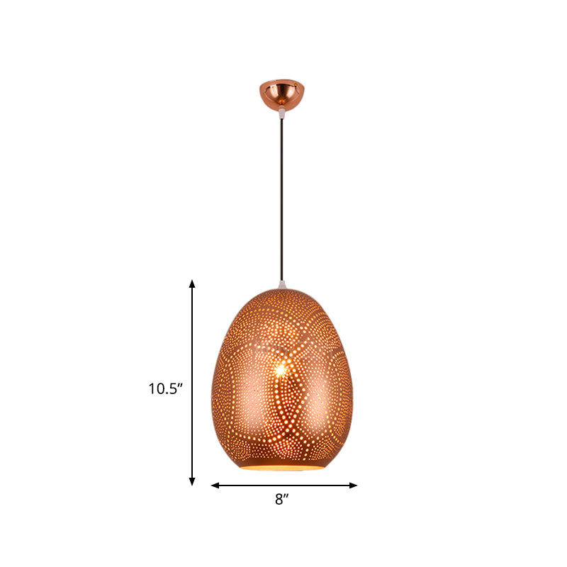 Urn Pendant Lamp Decorative 1 Head Metal Ceiling Hanging Light in Rose Gold, 8