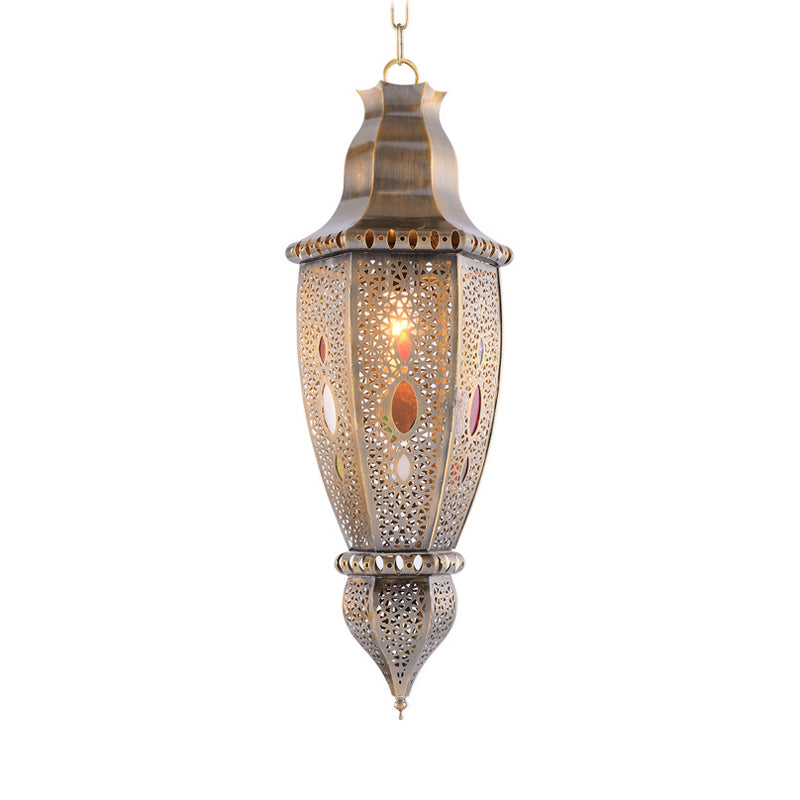 Traditionary Droplet Ceiling Light Metal 1 Bulb Pendant Lighting Fixture in Brass Clearhalo 'Ceiling Lights' 'Pendant Lights' 'Pendants' Lighting' 381559