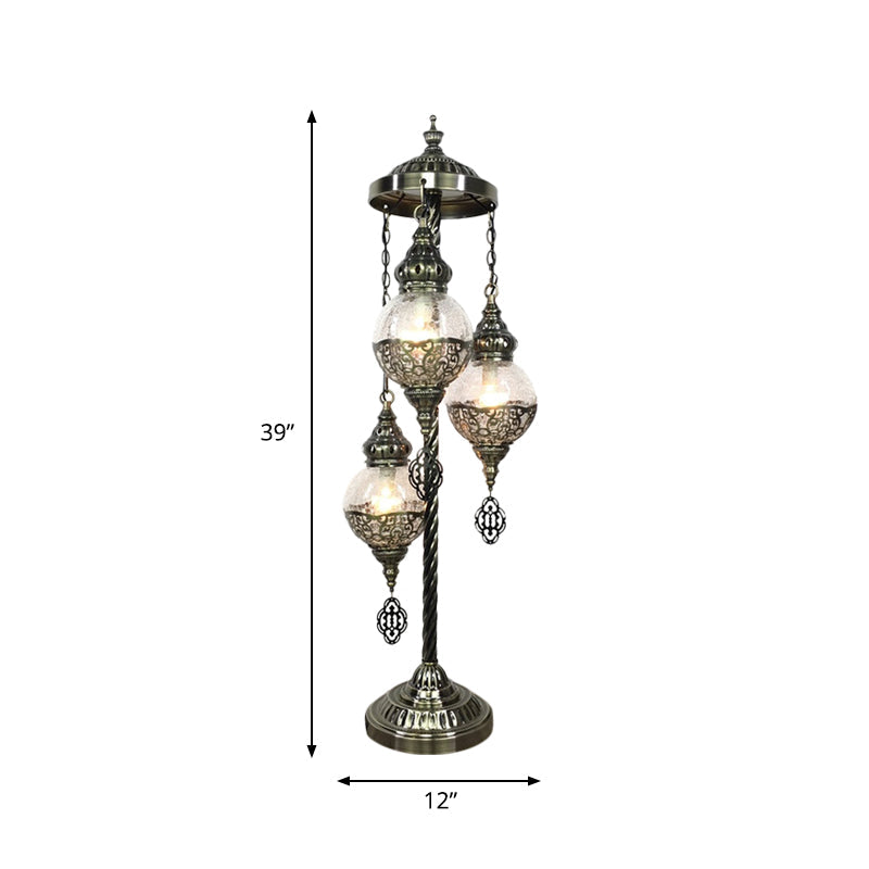 Globe Bedroom Standing Light Vintage Clear Glass 3/5/7 Heads Bronze Floor Reading Lamp Clearhalo 'Floor Lamps' 'Lamps' Lighting' 381880