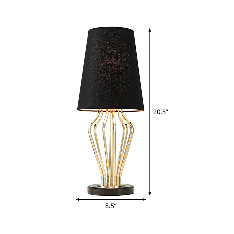 Contemporary 1 Bulb Task Lighting Black Conical Reading Book Light with Fabric Shade Clearhalo 'Lamps' 'Table Lamps' Lighting' 384182