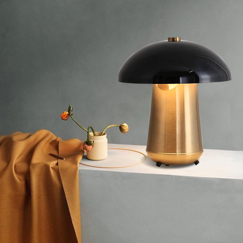 Mushroom Task Lighting Modern Metal 1 Bulb Black and Gold Small Desk Lamp, 8