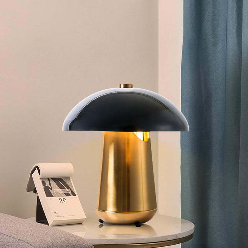 Mushroom Task Lighting Modern Metal 1 Bulb Black and Gold Small Desk Lamp, 8