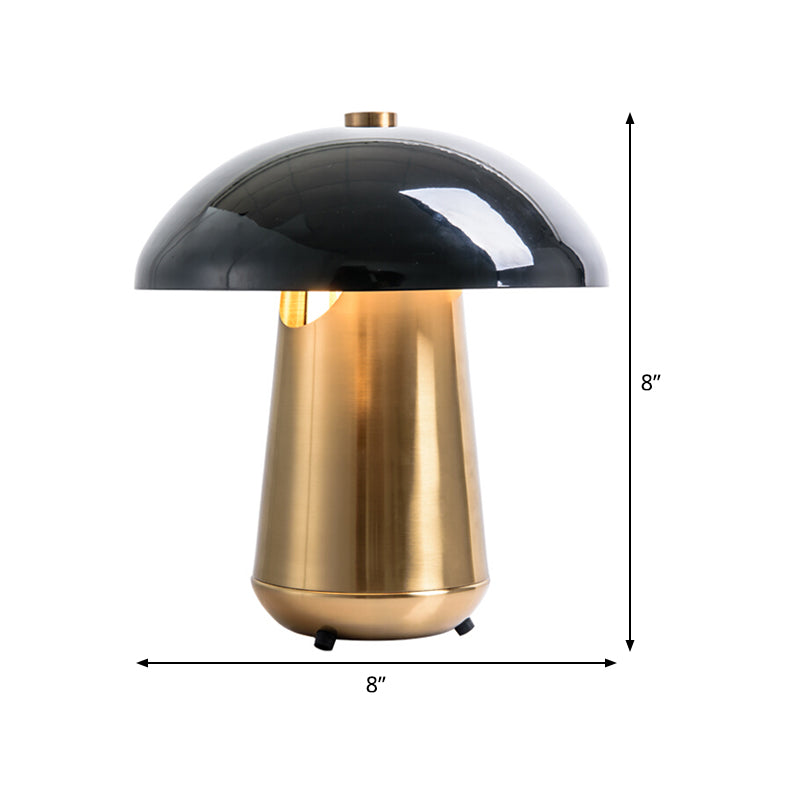 Mushroom Task Lighting Modern Metal 1 Bulb Black and Gold Small Desk Lamp, 8