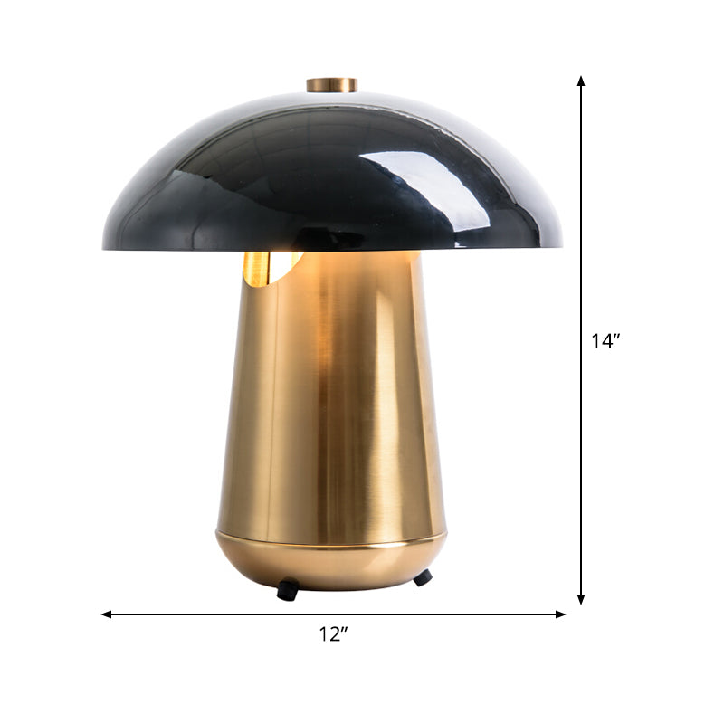 Mushroom Task Lighting Modern Metal 1 Bulb Black and Gold Small Desk Lamp, 8