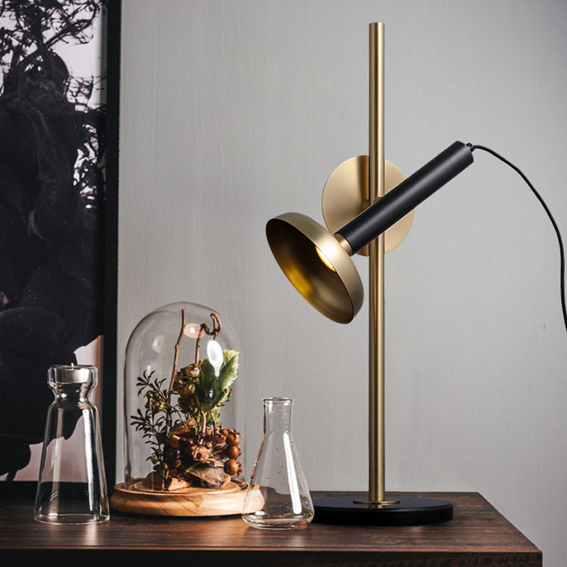 Modernism LED Task Lighting Brass Flashlight Reading Book Light with Metal Shade Brass Clearhalo 'Lamps' 'Table Lamps' Lighting' 384334