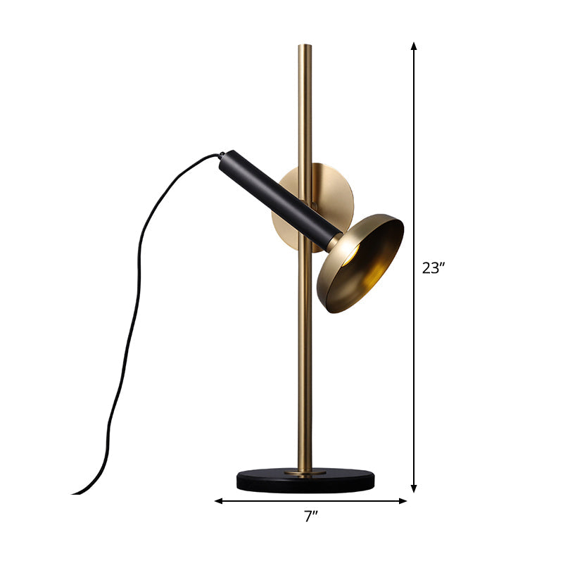 Modernism LED Task Lighting Brass Flashlight Reading Book Light with Metal Shade Clearhalo 'Lamps' 'Table Lamps' Lighting' 384338