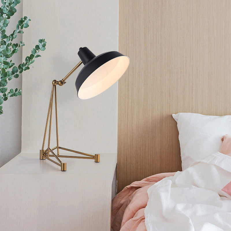 1 Head Bedroom Task Lighting Modern Black Night Table Lamp with Domed Metal Shade Clearhalo 'Lamps' 'Table Lamps' Lighting' 384346