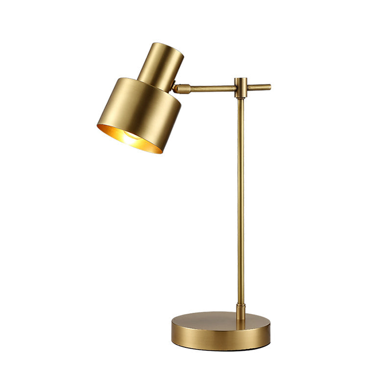 Modernist Cylinder Table Lamp Metal 1 Bulb Task Lighting in Brass with Rotating Node Clearhalo 'Lamps' 'Table Lamps' Lighting' 384397