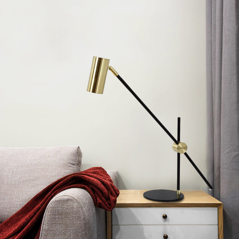 Contemporary 1 Head Task Lighting Gold Cylindrical Night Table Lamp with Metal Shade Gold Clearhalo 'Lamps' 'Table Lamps' Lighting' 384399