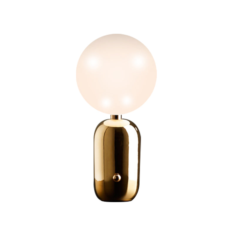 Spherical Task Lighting Modernist Milky Glass 1 Bulb Gold Small Desk Lamp, 7