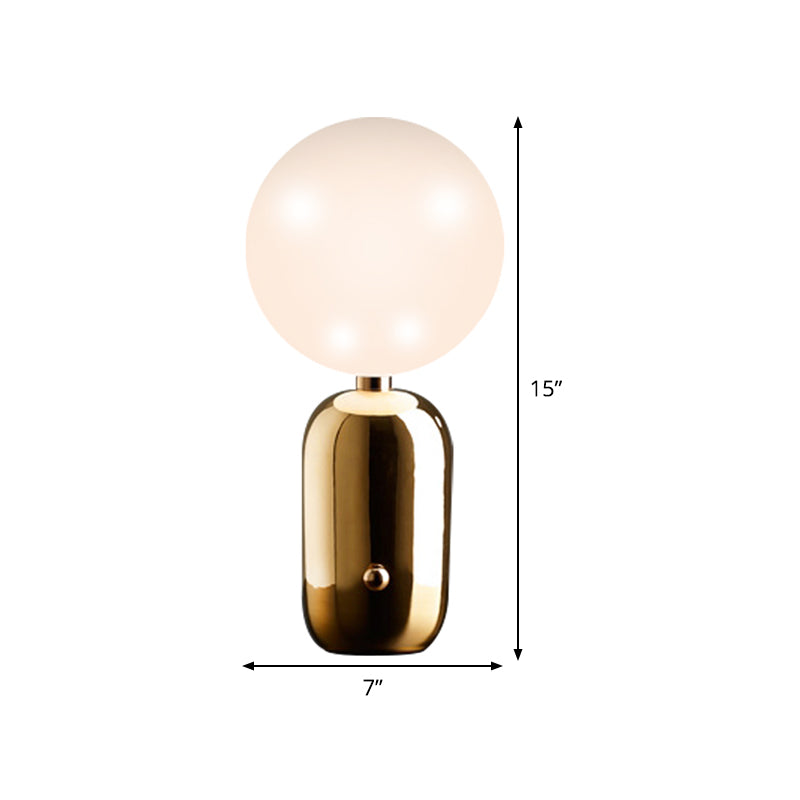 Spherical Task Lighting Modernist Milky Glass 1 Bulb Gold Small Desk Lamp, 7