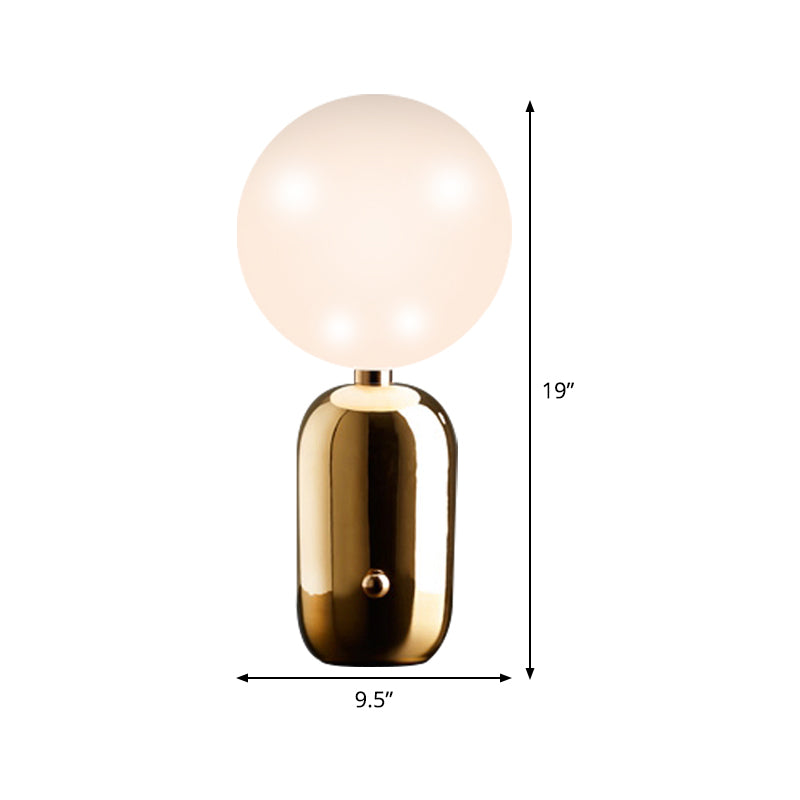 Spherical Task Lighting Modernist Milky Glass 1 Bulb Gold Small Desk Lamp, 7