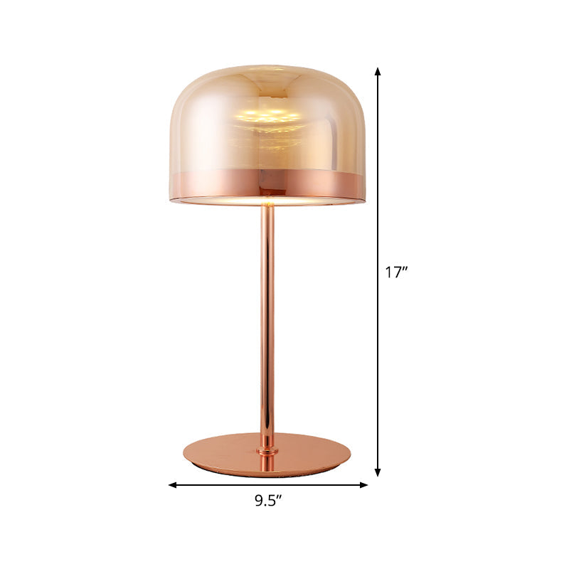 Contemporary 1 Bulb Task Lighting Rose Gold Cylinder Small Desk Lamp with Clear Glass Shade Clearhalo 'Lamps' 'Table Lamps' Lighting' 384453