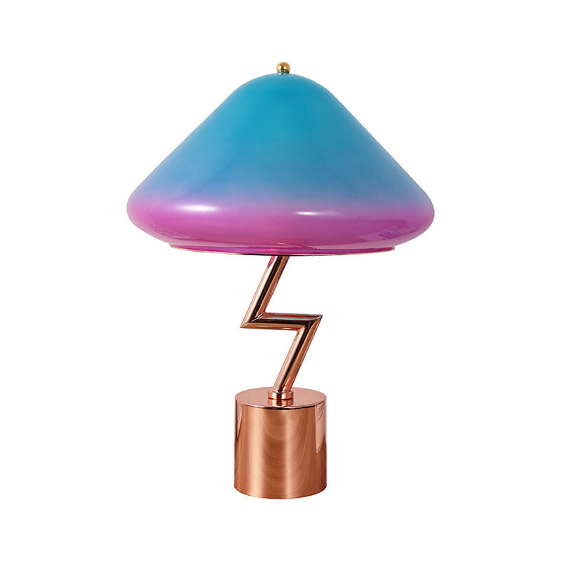 Modernist Mushroom Task Lamp Pink and Blue Glass 1 Bulb Living Room Reading Book Light Clearhalo 'Lamps' 'Table Lamps' Lighting' 384480