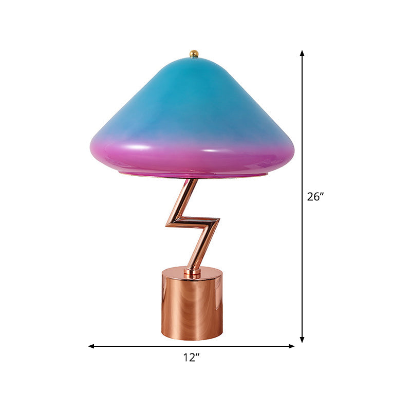 Modernist Mushroom Task Lamp Pink and Blue Glass 1 Bulb Living Room Reading Book Light Clearhalo 'Lamps' 'Table Lamps' Lighting' 384482