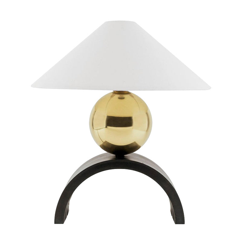 Global Metal Desk Light Modernist 1 Head Gold Task Lighting with Cone White Fabric Shade Clearhalo 'Lamps' 'Table Lamps' Lighting' 384505