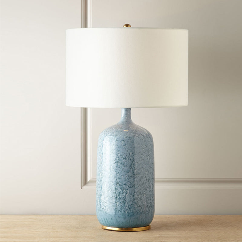 Contemporary 1 Bulb Task Lighting Blue Cylinder Reading Book Light with Fabric Shade Clearhalo 'Lamps' 'Table Lamps' Lighting' 384535