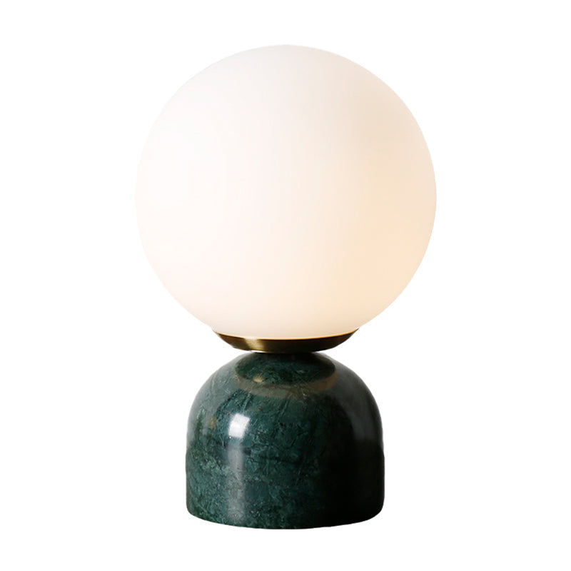 1 Head Bedside Task Lighting Modern Green Small Desk Lamp with Globe White Glass Shade Clearhalo 'Lamps' 'Table Lamps' Lighting' 384593