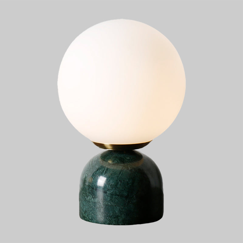 1 Head Bedside Task Lighting Modern Green Small Desk Lamp with Globe White Glass Shade Clearhalo 'Lamps' 'Table Lamps' Lighting' 384594