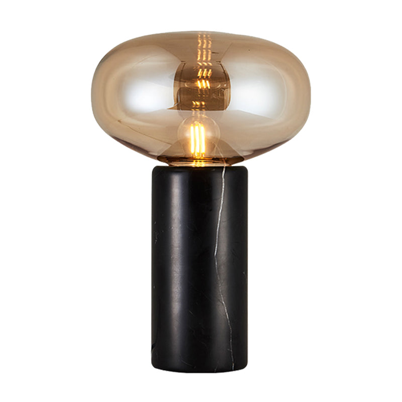 Contemporary 1 Head Task Lighting Black Oblong Small Desk Lamp with Amber Glass Shade Clearhalo 'Lamps' 'Table Lamps' Lighting' 384679