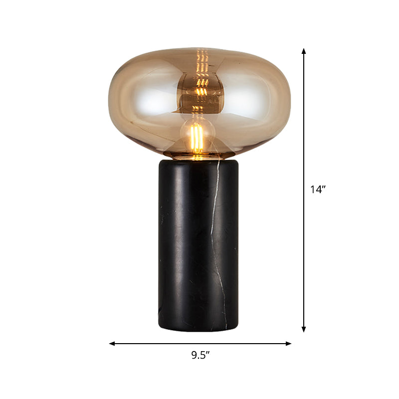 Contemporary 1 Head Task Lighting Black Oblong Small Desk Lamp with Amber Glass Shade Clearhalo 'Lamps' 'Table Lamps' Lighting' 384681