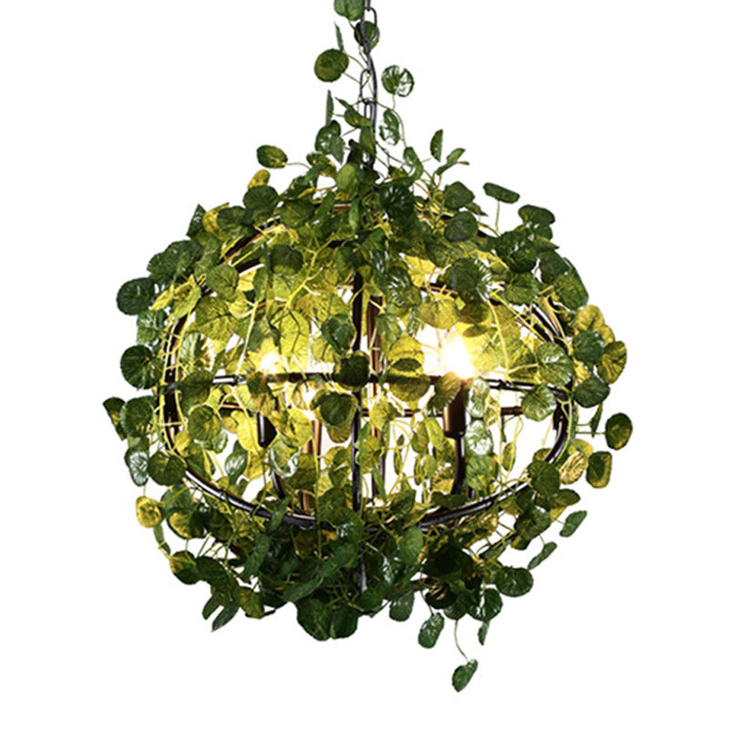 Green Orb Chandelier Pendant Light Industrial Metal 4 Heads Restaurant LED Plant Hanging Lamp, 14