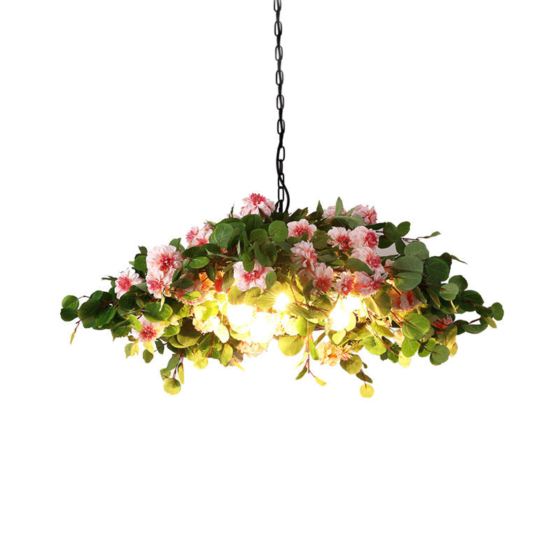 Blossom Metal Chandelier Lighting Retro 3 Lights Restaurant LED Ceiling Lamp in Green, 16